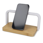Draadloze bamboe oplader voor bureau met verlichting 15 W kleur naturel tweede weergave