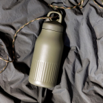 Thermofles van gerecycled roestvrij staal met klikdop 500 ml kleur olijfgroen derde weergave