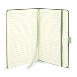 Notitieboek van kunstleer met origineel design A5 gelijnde bladzijden kleur olijfgroen vierde weergave