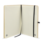 Notitieboek van karton met gekleurde details A5 gelijnde bladzijden kleur zwart vierde weergave