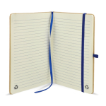 Notitieboek van karton met gekleurde details A5 gelijnde bladzijden kleur blauw vierde weergave