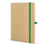 Notitieboek van karton met gekleurde details A5 gelijnde bladzijden kleur groen