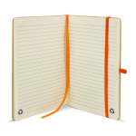 Notitieboek van karton met gekleurde details A5 gelijnde bladzijden kleur oranje vierde weergave