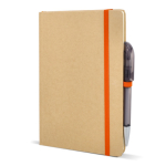 Notitieboek van karton met gekleurde details A5 gelijnde bladzijden kleur oranje vijfde weergave