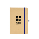 Notitieboek van karton met gekleurde details A5 gelijnde bladzijden met afdrukgebied