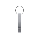 Aluminium sleutelhanger met flesopener en blikopener kleur zilver