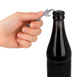 Aluminium sleutelhanger met flesopener en blikopener kleur zilver derde weergave