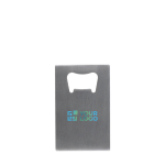 Flesopener van roestvrij staal in creditcardformaat met afdrukgebied