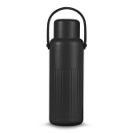 Thermos van gerecycled RVS met dop die ook als beker dient 1 L kleur zwart