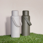 Thermos van gerecycled RVS met dop die ook als beker dient 1 L kleur beige tweede weergave