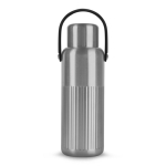 Thermos van gerecycled RVS met dop die ook als beker dient 1 L kleur zilver