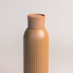 Thermofles van gerecycled staal met drukknoopsluiting 500 ml kleur bruin tweede weergave