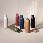 Thermofles van gerecycled staal met drukknoopsluiting 500 ml kleur zwart vijfde weergave