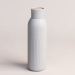 Thermofles van gerecycled staal met drukknoopsluiting 500 ml kleur beige tweede weergave