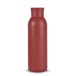Thermofles van gerecycled staal met drukknoopsluiting 500 ml kleur donkerrood