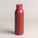 Thermofles van gerecycled staal met drukknoopsluiting 500 ml kleur donkerrood tweede weergave