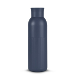 Thermofles van gerecycled staal met drukknoopsluiting 500 ml kleur donkerblauw
