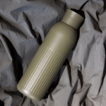 Thermofles van gerecycled staal met drukknoopsluiting 500 ml kleur olijfgroen tweede weergave
