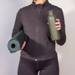 Thermofles van gerecycled staal met drukknoopsluiting 500 ml kleur olijfgroen vierde weergave