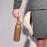 Thermofles van staal in effen kleur met ronde dop en draaglus 500 ml kleur bruin tweede weergave