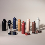 Thermofles van staal in effen kleur met ronde dop en draaglus 500 ml kleur zwart zesde weergave