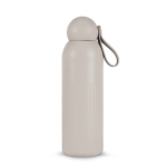 Thermofles van staal in effen kleur met ronde dop en draaglus 500 ml kleur beige