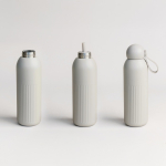 Thermofles van staal in effen kleur met ronde dop en draaglus 500 ml kleur beige tweede weergave