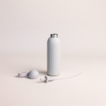 Thermofles van staal in effen kleur met ronde dop en draaglus 500 ml kleur beige derde weergave