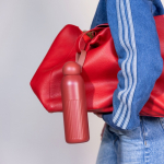 Thermofles van staal in effen kleur met ronde dop en draaglus 500 ml kleur donkerrood vierde weergave