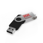 Custom made USB stick, draaibare metalen clip, gemaakt in Europa kleur zwart