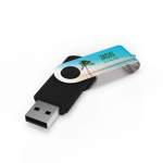 Custom made USB stick, draaibare metalen clip, gemaakt in Europa kleur zwart