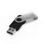 Custom made USB stick, draaibare metalen clip, gemaakt in Europa kleur zwart