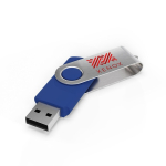 Custom made USB stick, draaibare metalen clip, gemaakt in Europa kleur blauw