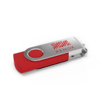 Custom made USB stick, draaibare metalen clip, gemaakt in Europa kleur rood