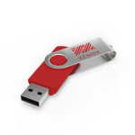 Custom made USB stick, draaibare metalen clip, gemaakt in Europa kleur rood