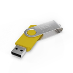 Custom made USB stick, draaibare metalen clip, gemaakt in Europa kleur geel