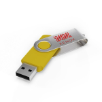 Custom made USB stick, draaibare metalen clip, gemaakt in Europa kleur geel
