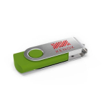 Custom made USB stick, draaibare metalen clip, gemaakt in Europa kleur limoen groen