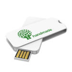 Custom made USB stick, draaibare metalen clip, gemaakt in Europa kleur wit