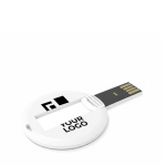 Custom made, ronde uitklapbare USB stick, gemaakt in Europa kleur wit met afdrukgebied