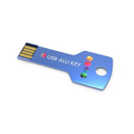 Custom made USB van metaal in sleutelvorm, gemaakt in Europa kleur blauw