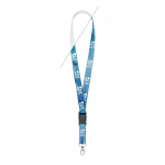 Custom made afneembare lanyard van RPET voor sublimatie kleur wit weergave met bedrukking