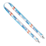 Polyester lanyard met twee sluitingen voor full colour bedrukking kleur wit