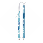Polyester lanyard met twee sluitingen voor full colour bedrukking kleur wit weergave met bedrukking