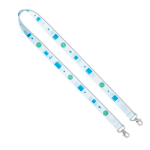 Full colour bedrukte lanyard van gerecycled PET met twee sluitingen kleur wit