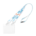 Full colour bedrukte lanyard van gerecycled PET met twee sluitingen kleur wit