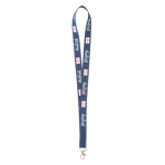Voordelige bedrukte polyester lanyard van 15, 20 of 25 mm kleur ultramarijn blauw