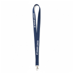 Voordelige bedrukte polyester lanyard van 15, 20 of 25 mm kleur ultramarijn blauw weergave met bedrukking