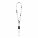 Voordelige polyester keycord met gesp Regular Plus kleur wit weergave met bedrukking