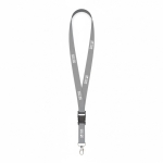 Gerecyclede keycords bedrukken met afneembare gesp RPET Plus kleur grijs weergave met bedrukking